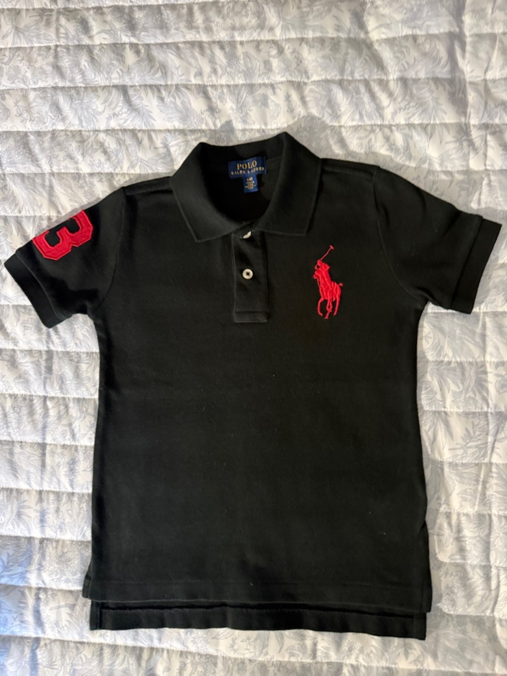 Polo by Ralph Lauren Black Polo with Red Pony & Sleeve Number